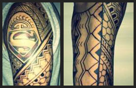 One Tribe designed the tribals around Jeff's existing Superman tatto to symbolise his Ilocano roots being from Isabella and Ilocos.