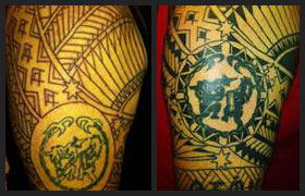 Mark is a proud Visayan and wanted a tattoo to signify his cultural background and religious beliefs.